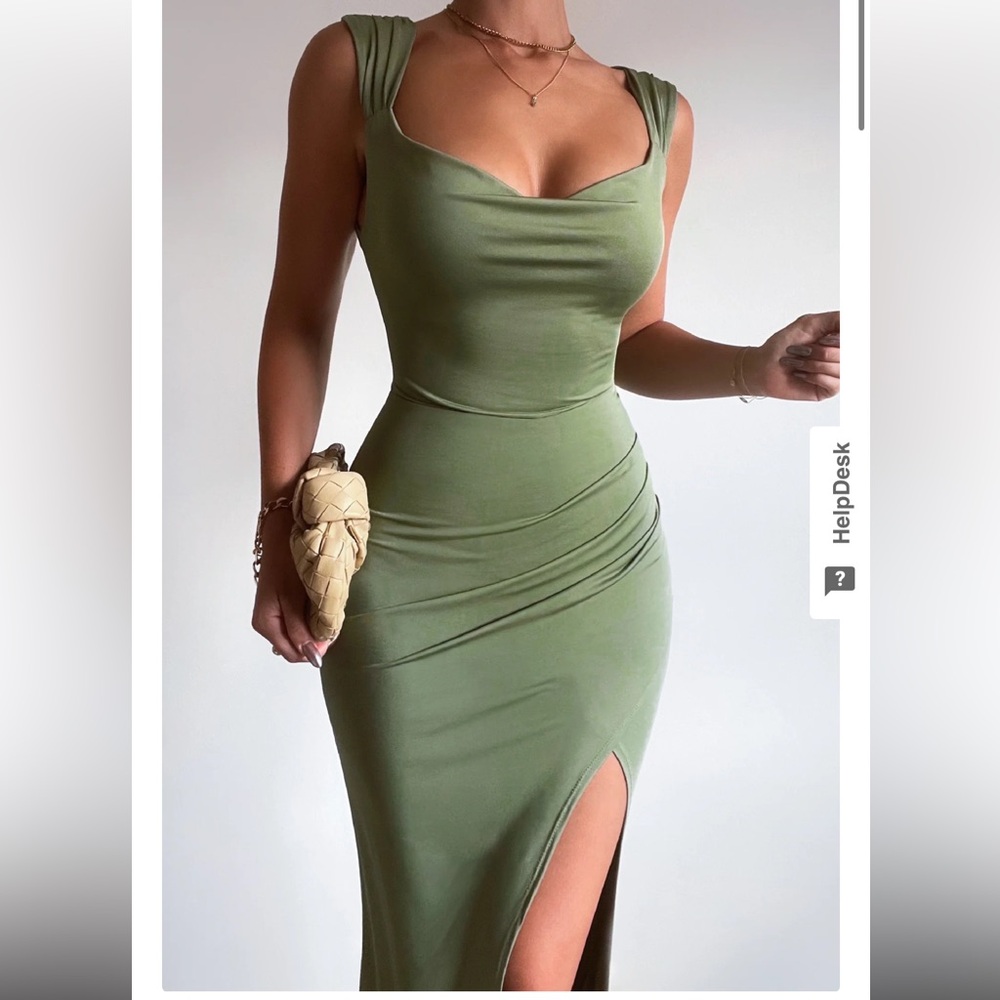 Green midi dress - wedding guest